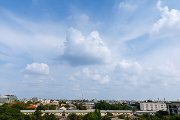Fototapeta premium Summer blue sky cloud gradient light white background. Gloomy vivid cyan landscape in environment day horizon skyline view