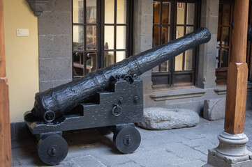 Detail of a very old defensive cannon in the museum of Colon de Gran Canaria