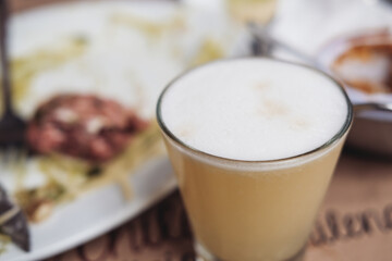 Pisco sour drink in a restaurant 