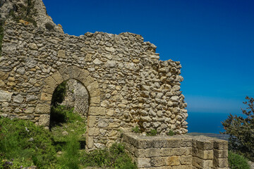 4 April 2023 Northern Cyprus. Kantara Castle and Northern Cyprus Coastline