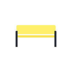 Bench icon in flat style. Seat vector icon on white isolated background. Park furniture business concept.