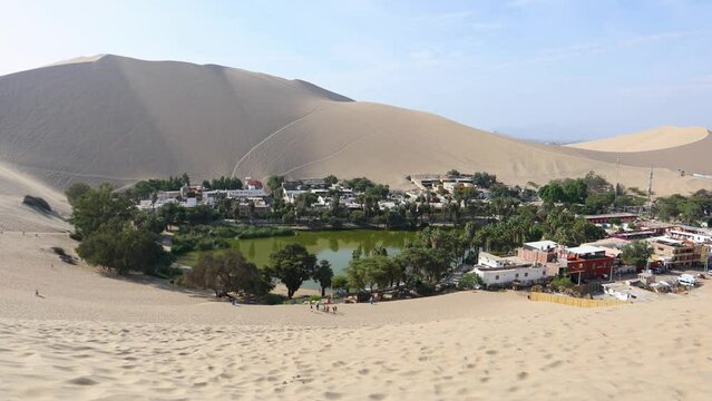 oasis and desert of huacachina in peru