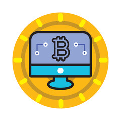 digital currency icon vector image with gold background