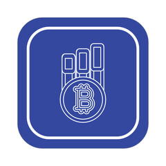 vector image of digital currency icon on blue background with white lines