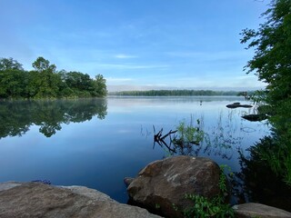 reflection of trees in the lake