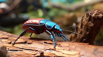 stag beetle on a branch - rare beetle