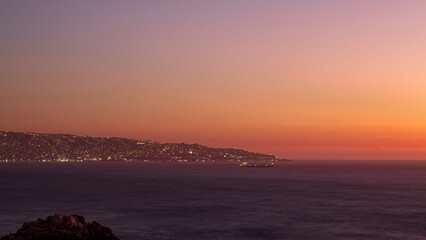 Obraz premium crepúsculo praia de cochoa Praia Reñaca, Viña del Mar, Valparaíso Região do Chile