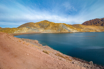 paisagem Cajón del Maipo e Embalse El Yeso, Chile cordilheira dos Andes, Santiago, Chile