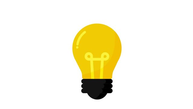 Animation of Light Bulb, Creativity concept, alpha channel included.