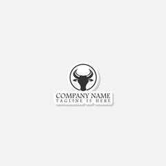  Bull head silhouette logo design template sticker icon