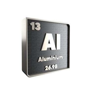Aluminium chemical element  black and metal  icon  with  atomic mass and atomic number. 3d render
