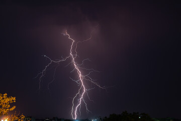 Twin thunderbolt strike captured in a long exposed single picture captured from my house.