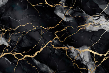 Black and gold marble texture background pattern with high resolution, luxurious and luxurious Generative AI