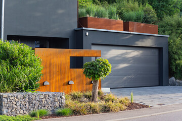 garage carport on a modern house facade