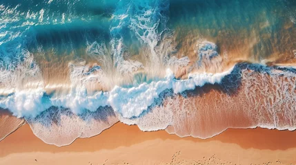 Foto op Plexiglas Aerial photo of summer beach and blue ocean with sky © fahad