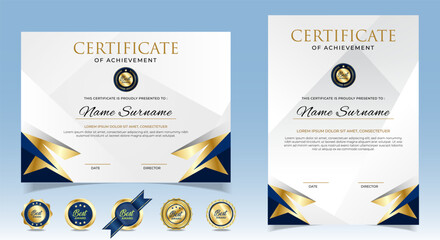 Professional certificate of appreciation golden template design. vector