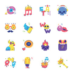 Trendy Music and Entertainment Flat Stickers 

