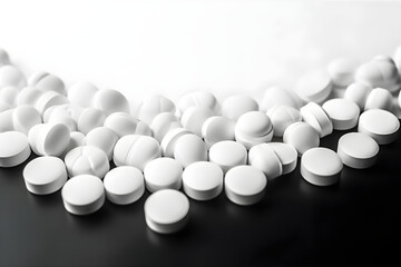 Pharmacy theme, white pills, antibiotic pills 