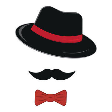 A man's image in a hat with a mustache. Color vector illustration