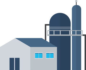 Industrial factory in flat style a vector an illustration. Plant or Factory Building. Manufacturing factory building.
