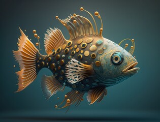 Colorful fish in the aquarium. Underwater world Created with Generative AI technology