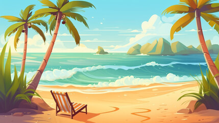 Fototapeta na wymiar Summer beach background illustration.