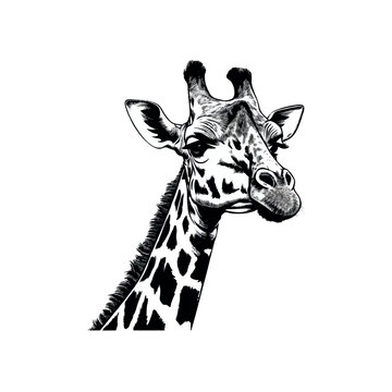 Giraffe head silhouette. white background. Vector illustration