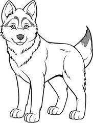 Siberian Husky Dog, colouring book for kids, vector illustration