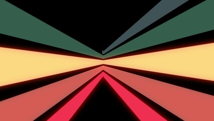 abstract rainbow vintage video effects animation of retro shape lines in black background. Groovy style video with old colors - Powered by Adobe