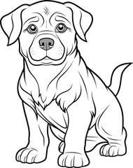 Rottweiler. Dog, colouring book for kids, vector illustration
