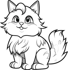 Obraz premium Norwegian Forest Cat, colouring book for kids, vector illustration