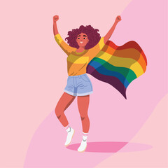 lgbt rainbow and transgender flag during pride month celebration against violence, descrimination, human rights violation. Equality and self-affirmarmation.