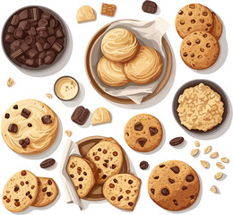 set of cookies illustration isolated on white 