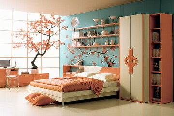 Tranquil Teenage Bedroom: Inspiring Spaces for Imagination and Creativity, made with Generative AI