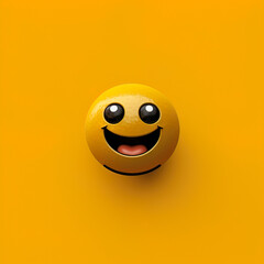 Smiling lemon emoticon isolated on orange background. 3D illustration Generative AI