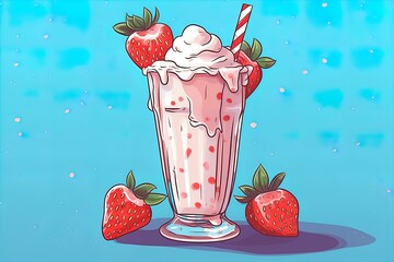 Fruit milkshake. Vector illustration of a cartoon flat icon. Generative AI
