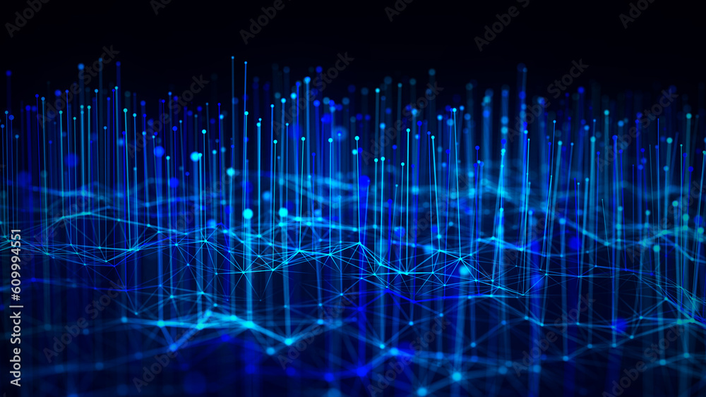 Poster network connection dots and lines. data technology illustration. abstract background with a dynamic 