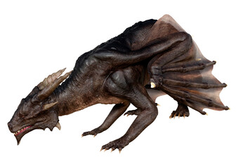 3D Rendering Fairy Tale Dragon on White