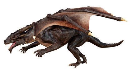 3D Rendering Fairy Tale Dragon on White