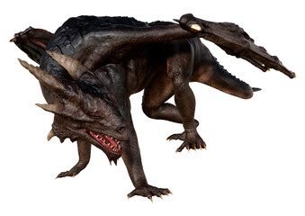 3D Rendering Fairy Tale Dragon on White