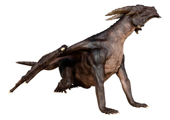 3D Rendering Fairy Tale Dragon on White