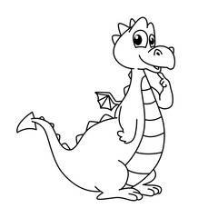 Funny dragon cartoon characters vector illustration. For kids coloring book.