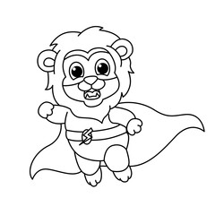 Funny lion cartoon characters vector illustration. For kids coloring book.
