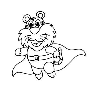 Funny cat cartoon characters vector illustration. For kids coloring book.