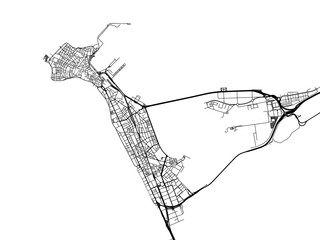 Vector road map of the city of  Cadiz in the Spain on a white background. © Map Graphics