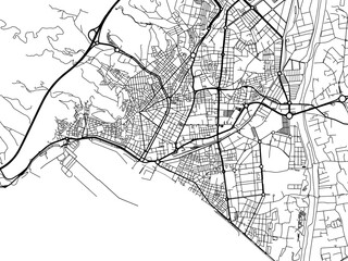 Vector road map of the city of  Almeria in the Spain on a white background.