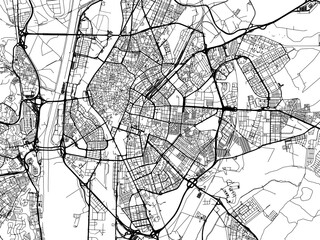 Vector road map of the city of  Seville in the Spain on a white background.