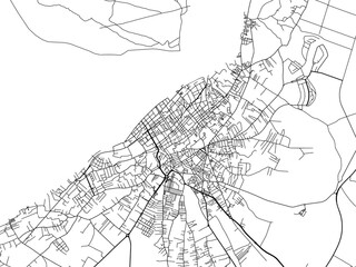 Vector road map of the city of  Sanlucar de Barrameda in the Spain on a white background.