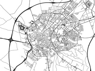 Vector road map of the city of  Jerez de la Frontera in the Spain on a white background.