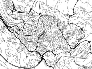 Vector road map of the city of  Bilbao in the Spain on a white background.